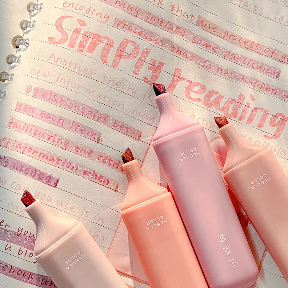 

4PCS Highlighter Smooth Sparkling Marker Multi-colored Stationery Color Pen Hand Account Supplies Student Office Supplies