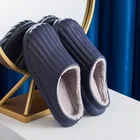 Мужские домашние тапочки, зимняя теплая обувь, мужские домашние плюшевые Водонепроницаемые кожаные домашние тапочки на толстой подошве, Женская хлопковая обувь для мужчин