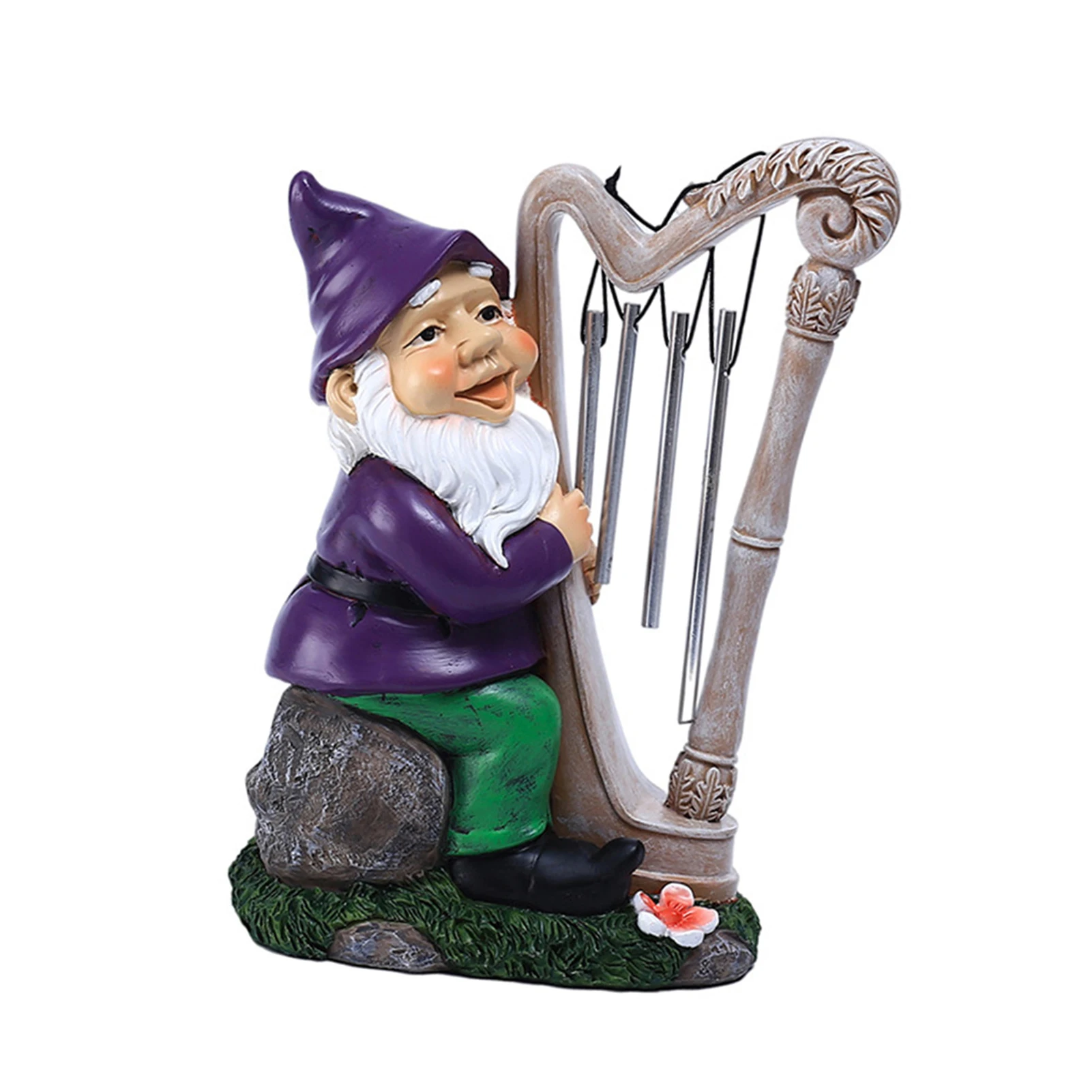 

Gnome Statue Garden Ornaments Unique Windchime With Gnomes And Harp Garden Dwarf Figurine Home Decor For Patio Yard Lawn