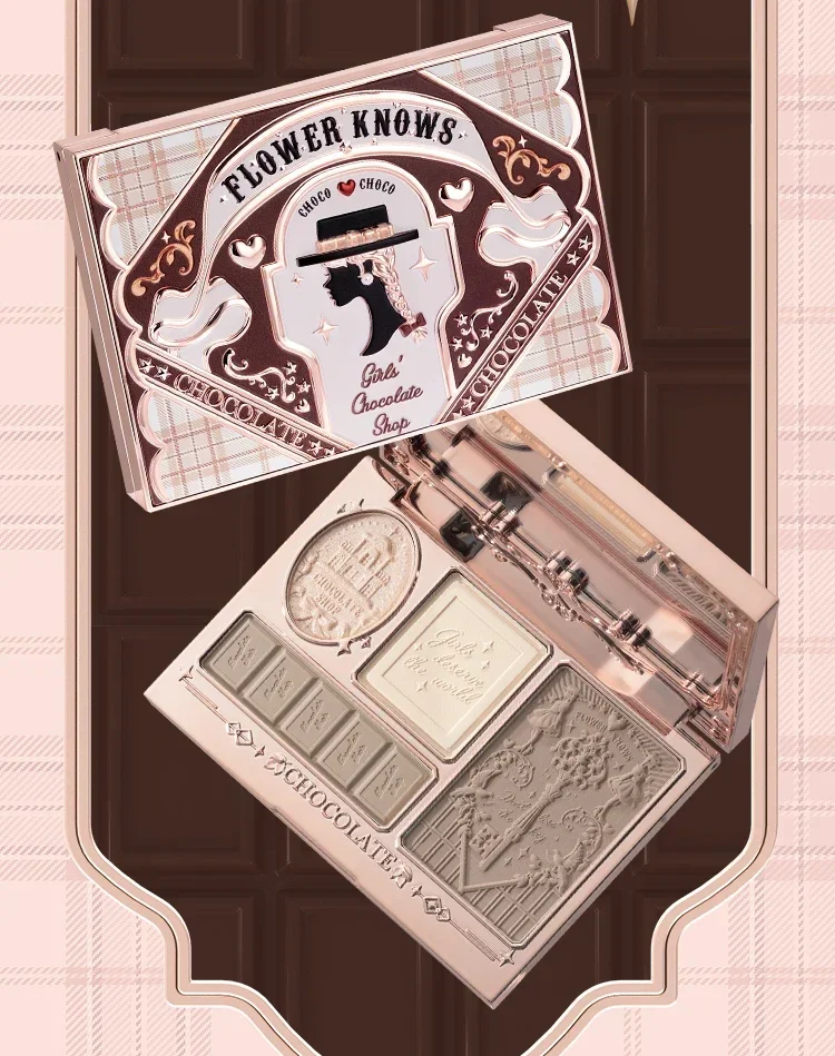 Восстанавливающий макияж с цветами шоколада трехцветный Встроенный Матовый