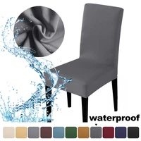 waterproof chair cover solid color removable anti dirty protector elastic seat slipcover for kitchen banquet wedding dinner 1pc