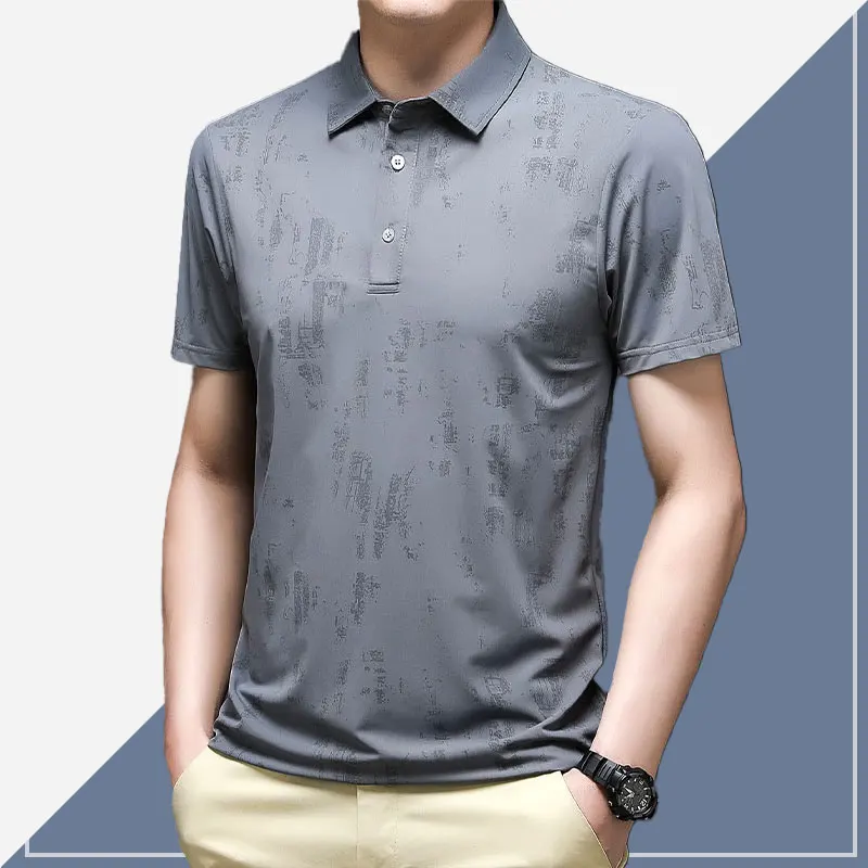 

2022 Summer Lapel Polo Shirts for Men Fashion Print Short Sleeve Casual Slim Tshirt High Quality Business Social Polos Tee Tops