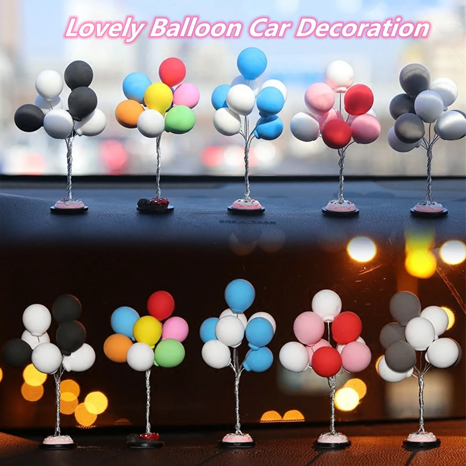 

Lovely Balloon Car Decoration Charming Auto Ornaments Multicolour Mini Console Dashboard Interior Supplies for Home Office