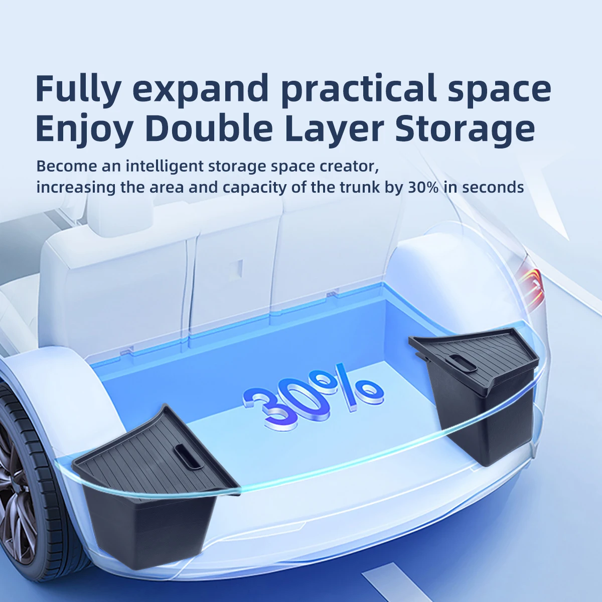 Для Tesla Model Y 2021-2024 задний багажник автомобиля ящик для хранения органайзер