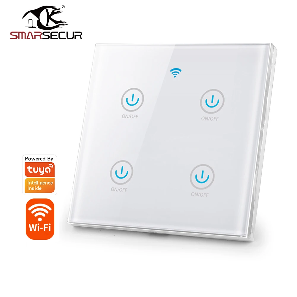 

Smart Home EU US WiFi Light Switch AC100-250V Wall Glass Panel Voice Control Timer Support Tuya Alexa Yandex Alice Google Home