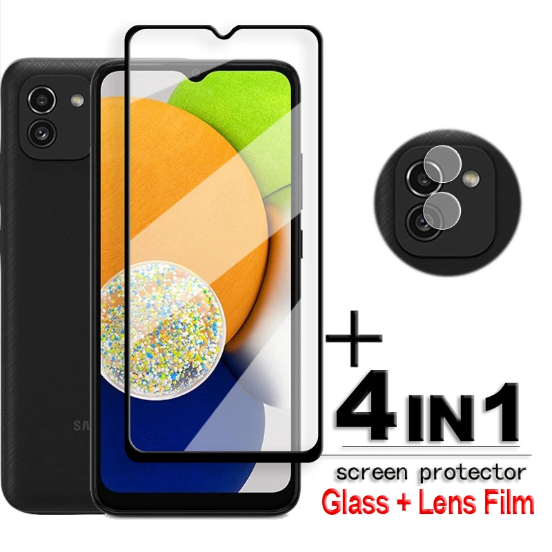 For Samsung Galaxy A03 Glass Samsung A03 Tempered Glass 2.5D Full Cover Screen Protector For Galaxy A03 Lens Film 6.5 inch