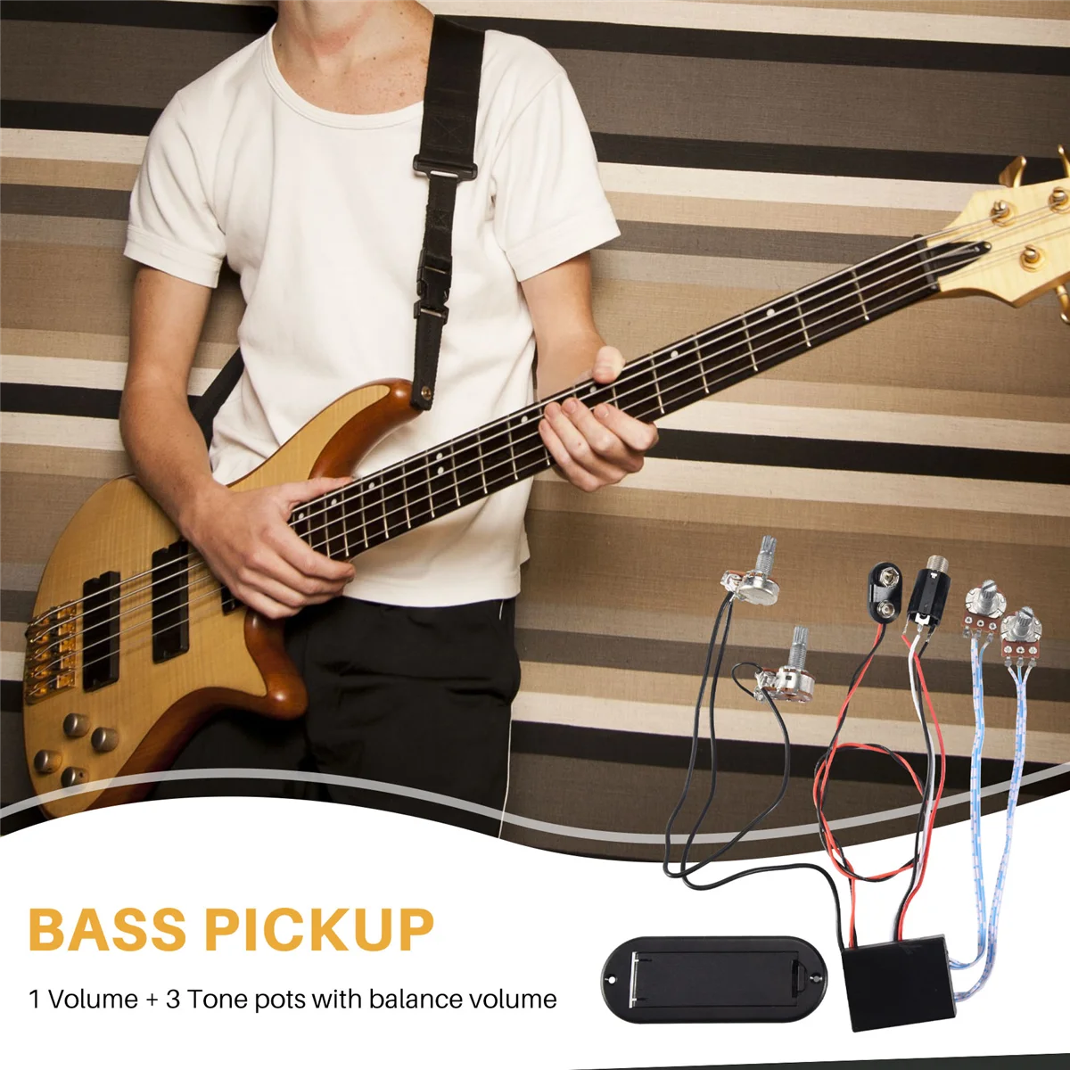 2-полосный активный бас-гитарный эквалайзер предусилитель черный звукосниматель