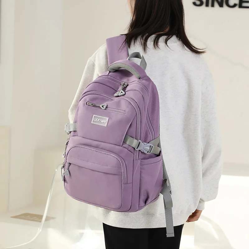 Xiaomi Women's Backpack Fashion Solid Color Backpack Teenage Girls School Shoulder Bag Waterproof Nylon Bagpack