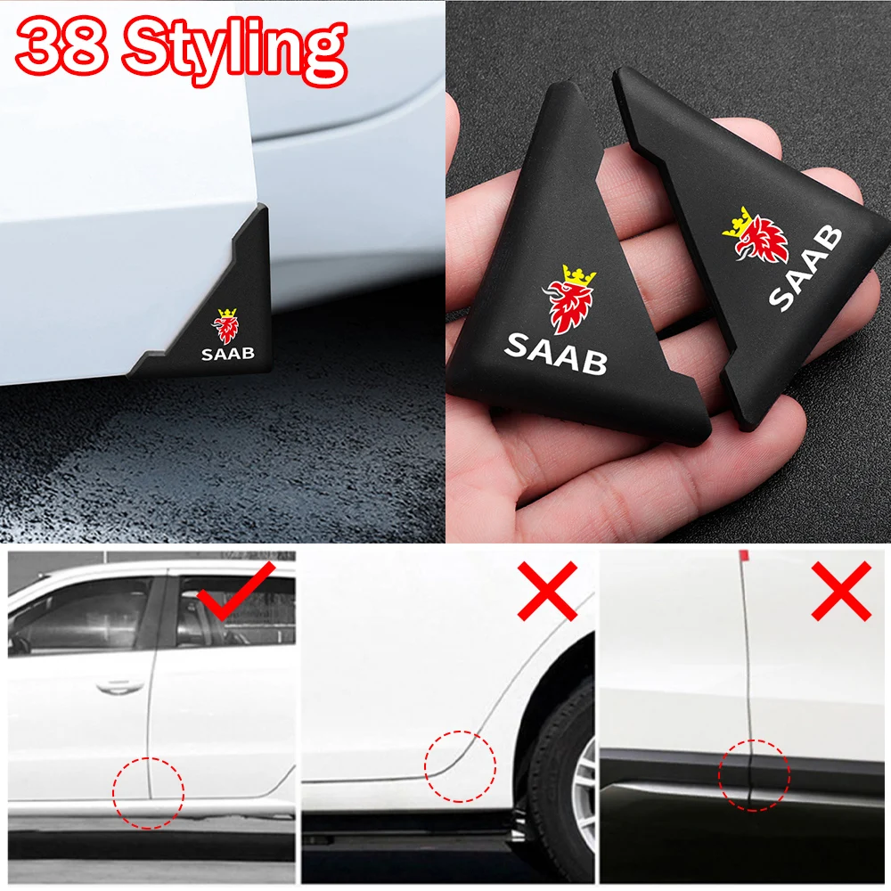 

2pcs Silicone Car Door Corner Cover Anti-collision Stickers For SAAB 9-3 9-5 93 9000 900 9-7 03-10 BJ SCS 428 600 99 9-X 97X 92