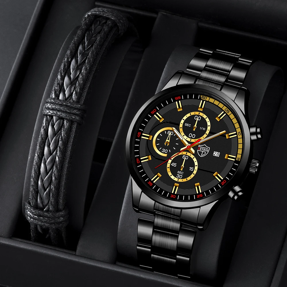 

Fashion Sports Watch for Men Business Stainless Steel Quartz Wristwatch Mens Casual Leather Luminous Watches relogio masculino