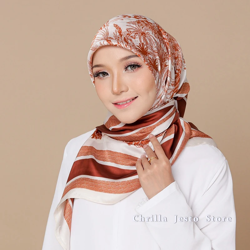 Женский квадратный шарф из искусственного шелка мусульманский хиджаб 45 дюймов с