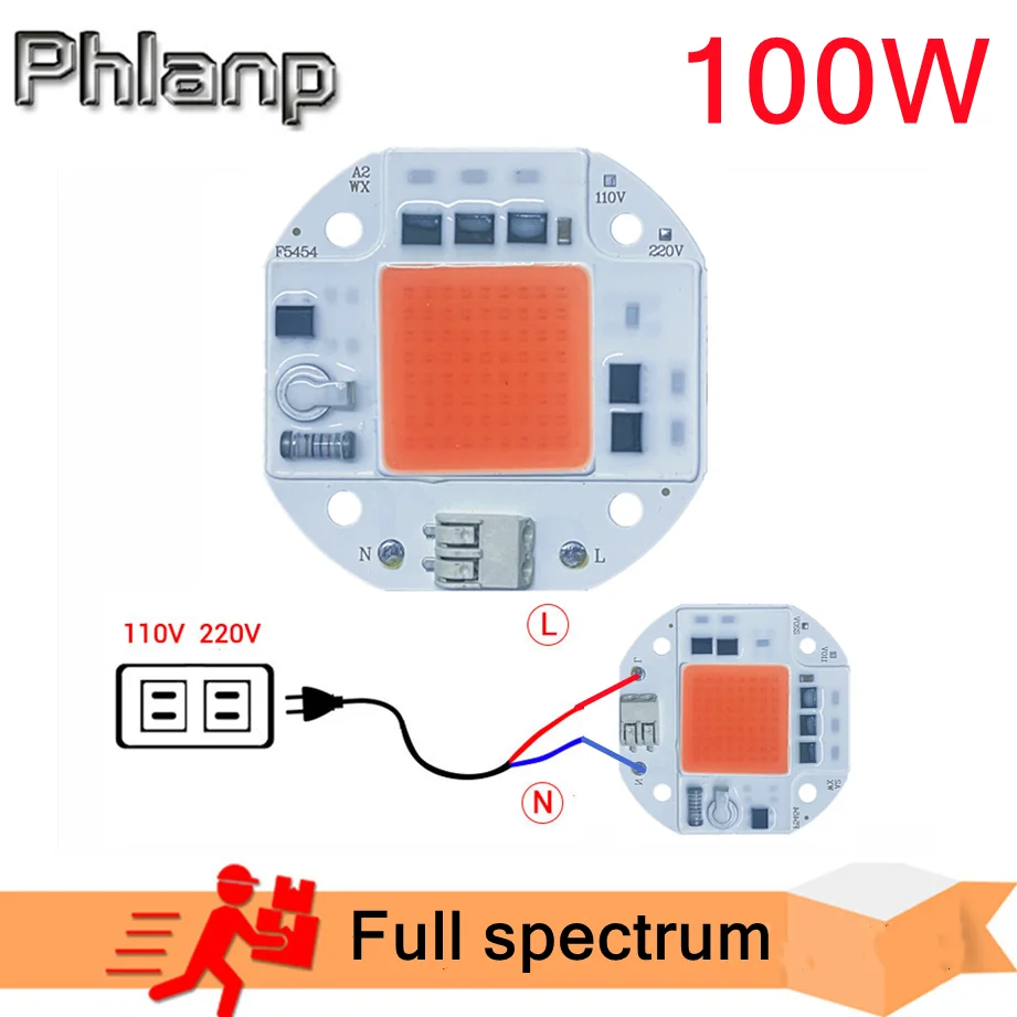

LED COB Light Chip Full Spectrum AC 220V-110V 10W 20W 30W 50W-100W No need driver For Growth Flower Seedling Grow Plant Lighting