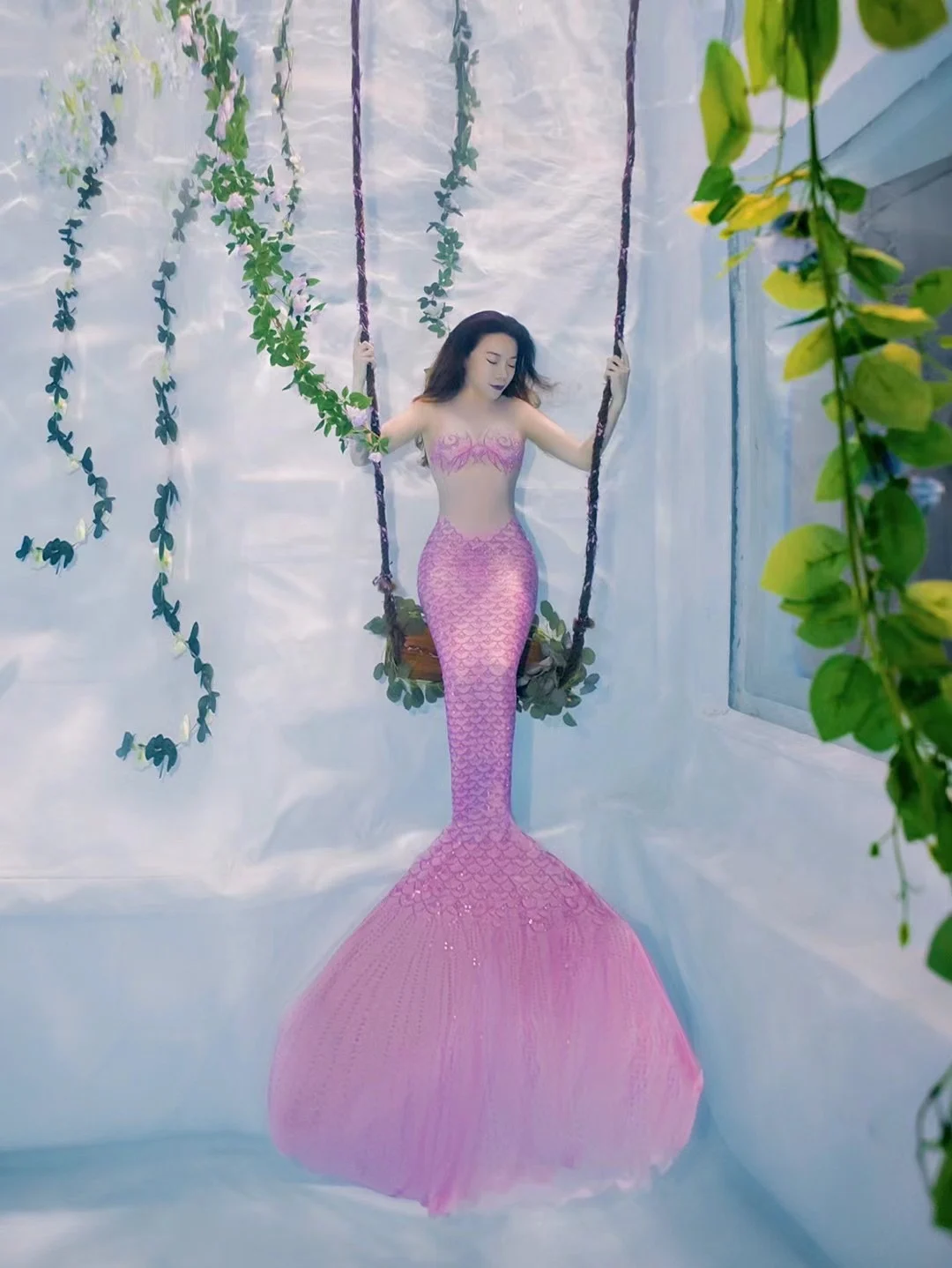 Реалистичный стильный костюм для дайвинга русалка с бриллиантами и большим