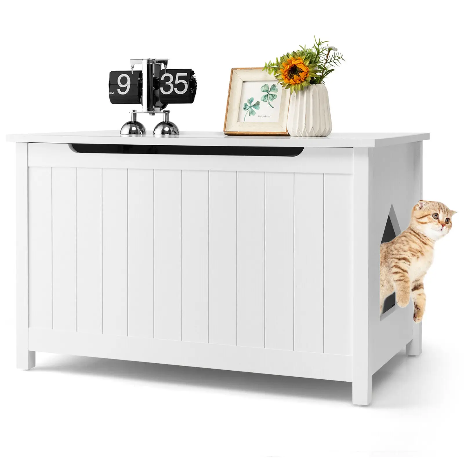 Enclosure W/ Top Opening Side Table Furniture White