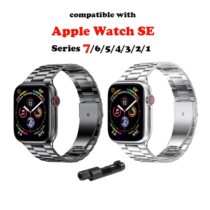 

Ремешок из нержавеющей стали для Apple Watch 7SE, ультратонкий металлический браслет для iWatch 7 6 5 4 3 2 1, 45 мм 44 мм 42 мм 41 мм 40 мм 38 мм