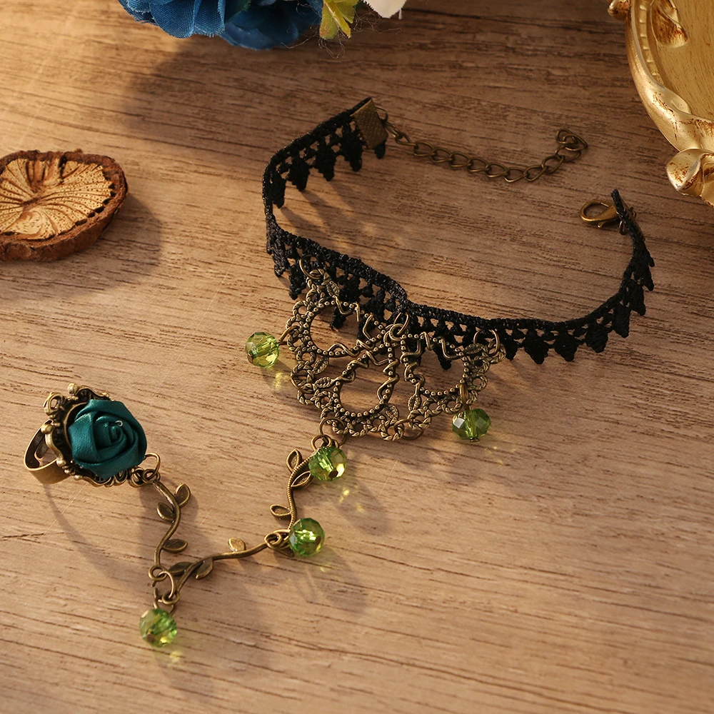 Женский браслет RscvonM черный кружевной в готическом стиле