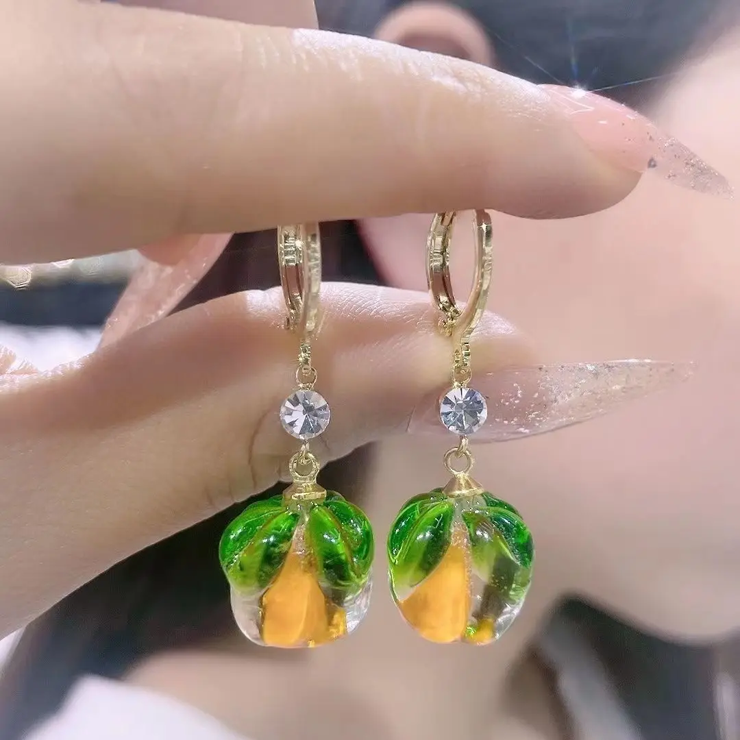 

Fashion Persimmon Stud Earrings for Women Crystal Pearl Butterfly Heart Leaf Dangle Party Piercing Jewelry Gift Cute Girl Bijoux