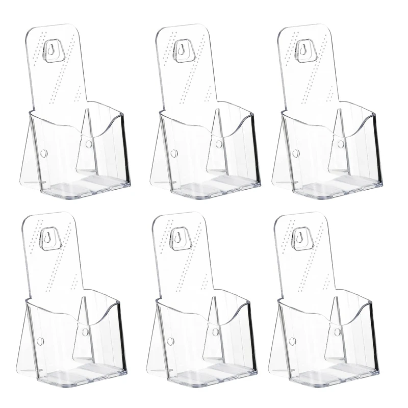 

Acrylic Brochure Holder Set 6 Pack Trifold 4 Inches Wide Pamphlet Holder Wall Mount/Countertop Organizer For Display Flyer