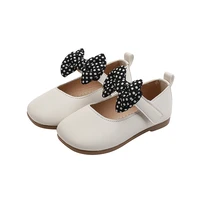 baby girls shoes polka dot bow soft kids fashion solid black toddler girls shoes hook loop flat casual shallow dress sandals