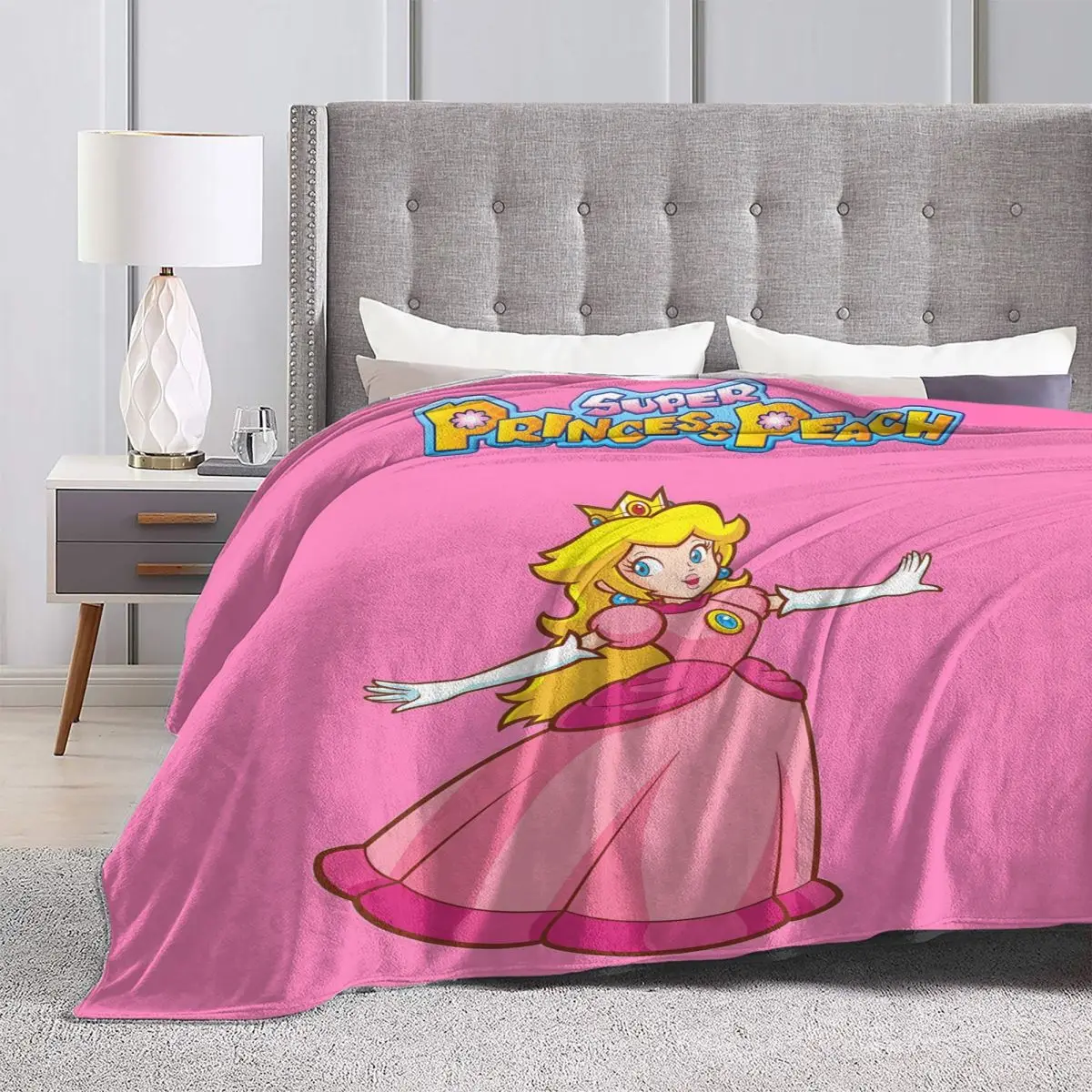 Фланелевое одеяло принцессы Super Mario Peach теплое для гостиной пикника пушистое