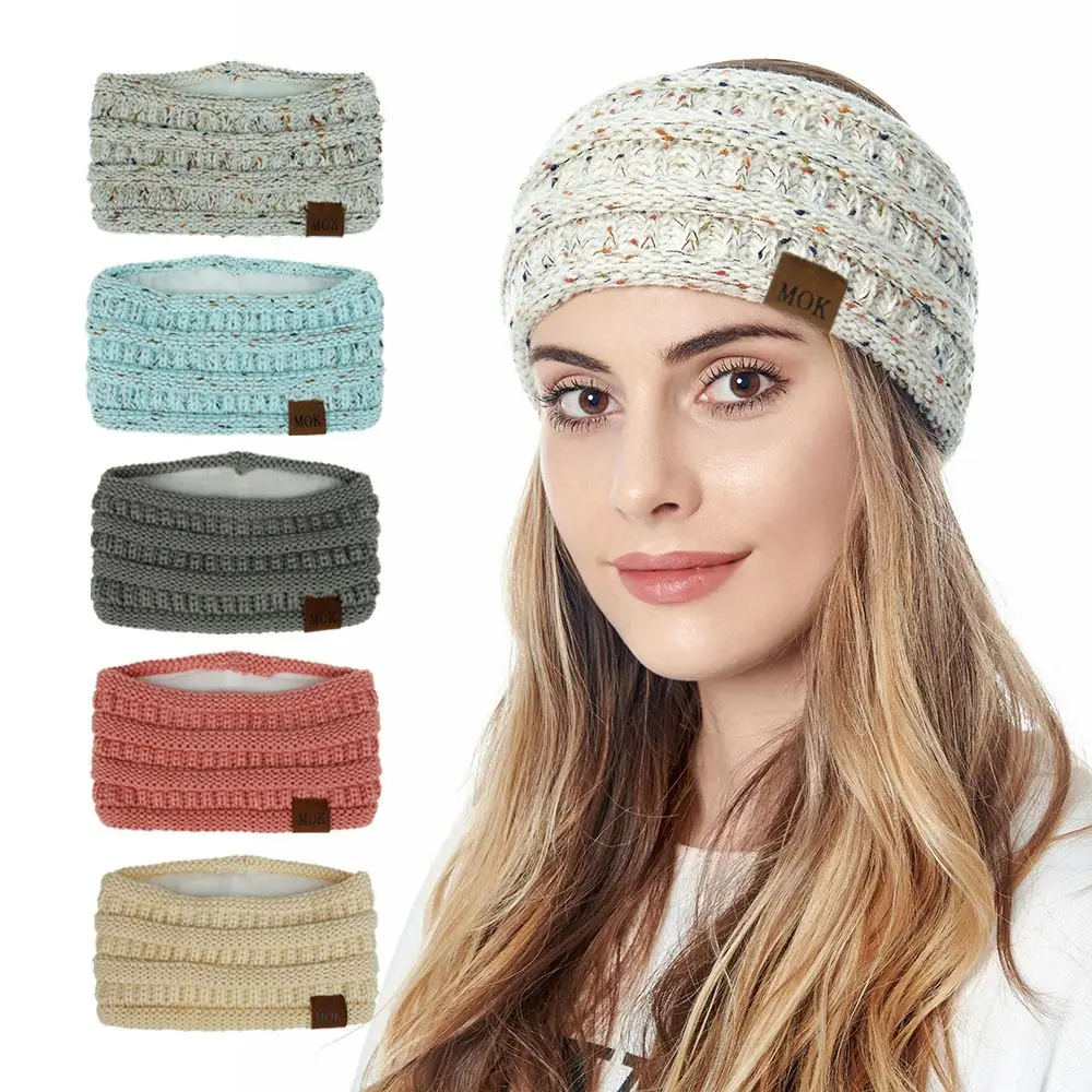 

Fashion Soft Thick Fuzzy Hair Accessories Knit Hair Band Ear Warmer Headbands for Women Head Wrap Fleece Lined