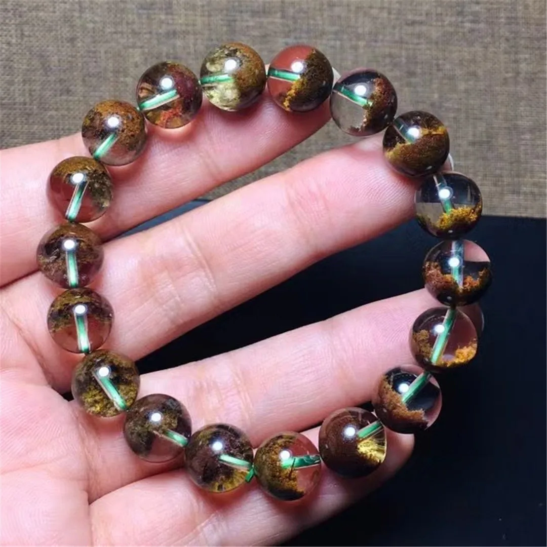 

11mm Natural Ghost Phantom Quartz Bracelet Jewelry For Women Lady Men Wealth Gift Beads Crystal Clear Gemstone Strands AAAAA