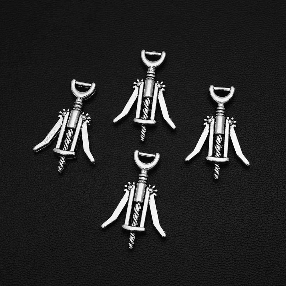 

10pcs/Lots 17x26mm Antique Silver Plated Bottle Wine Opener Charms Kitchen Tools Pendants For Diy Vintage Keychain Jewelry Parts