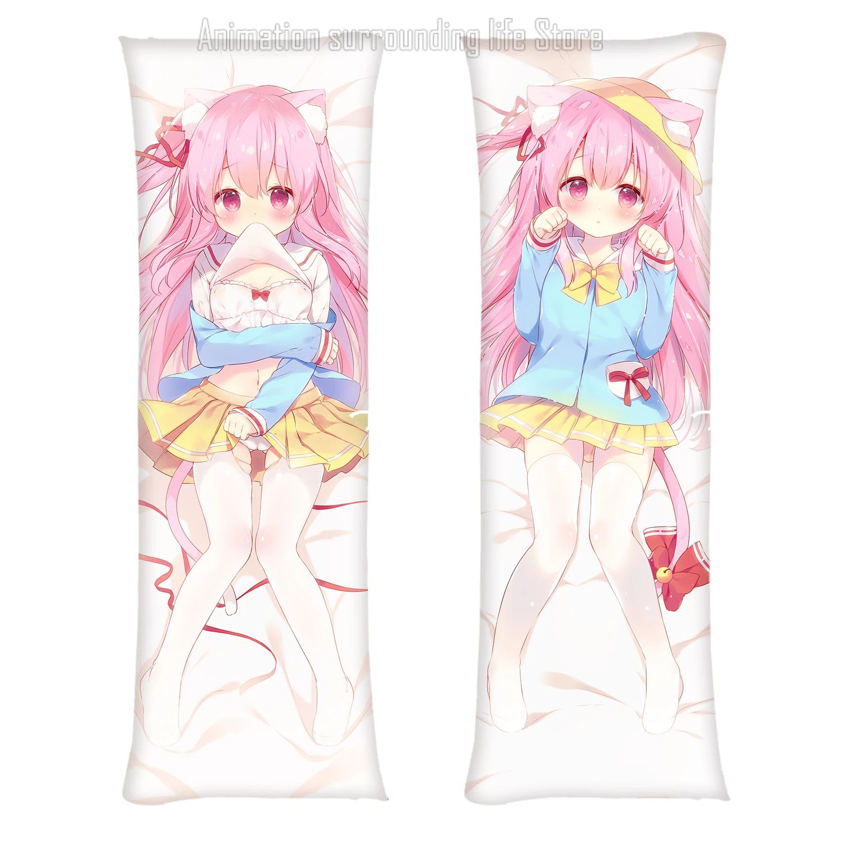 Подушка для дакимакура аниме летняя двусторонняя с принтом в натуральную