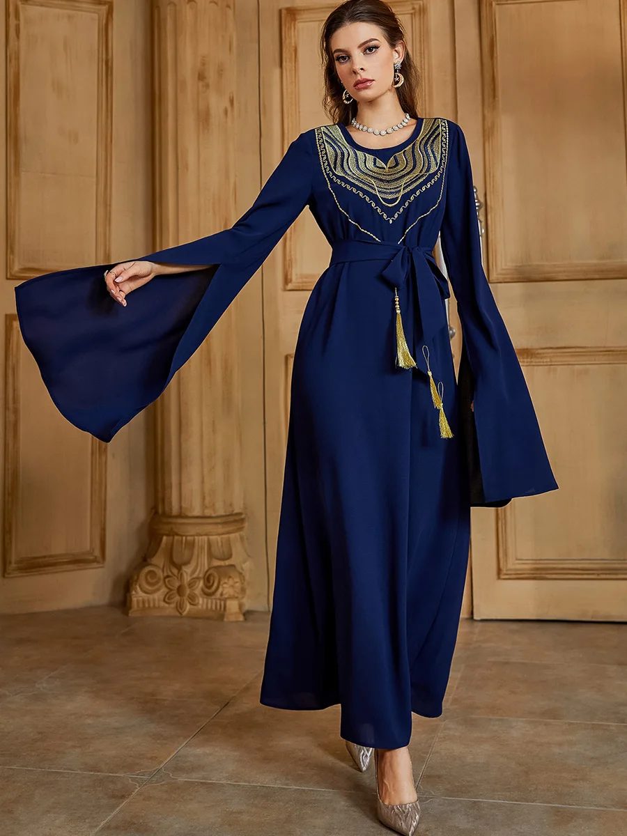 Женское длинное платье Рамадан ИД Мубарак платья кафтаны для женщин Abaya Дубай, Турция ислам арабское мусульманское платье Caftan