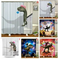 Bathroom Decor Dinosaur Bathroom Shower Curtain Flower Printed Waterproof Bath Toilet Curtain Sets