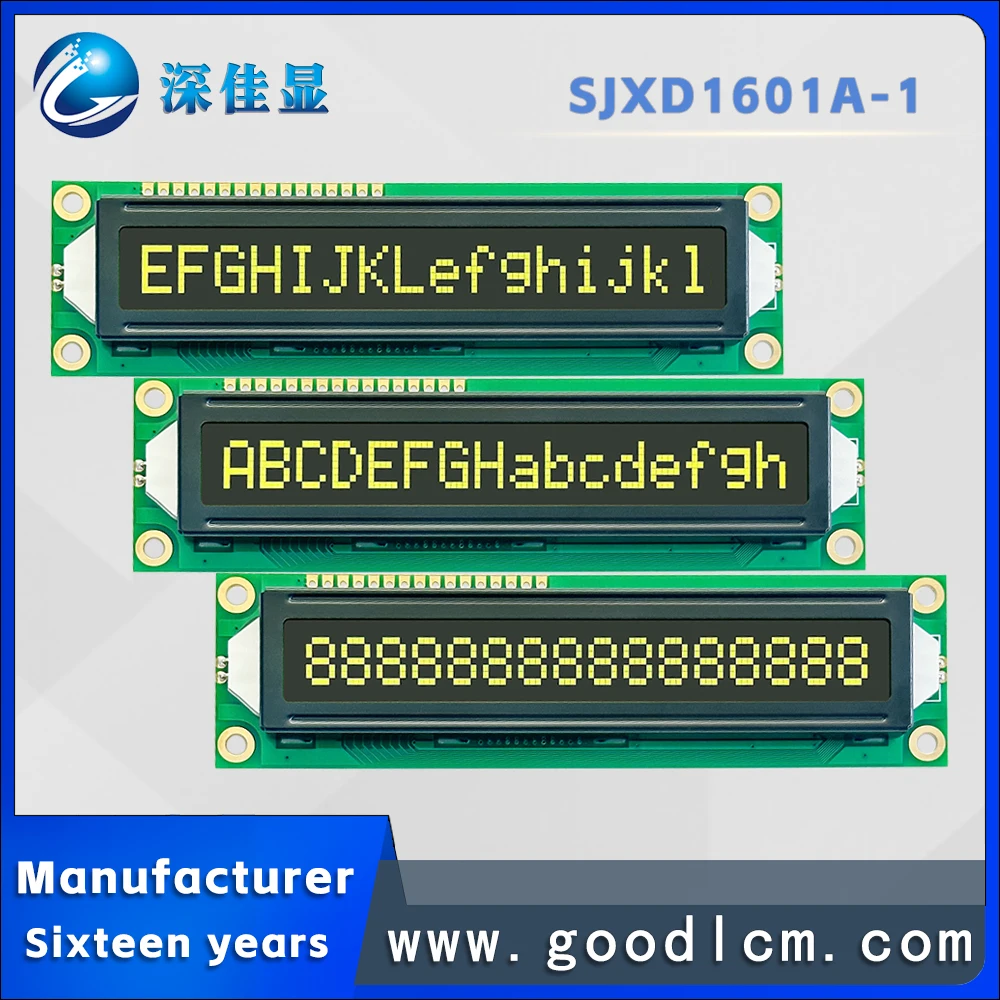 16x1 lcd display 16pin 1601 large character LCD screen VA green 5V or 3V power supply