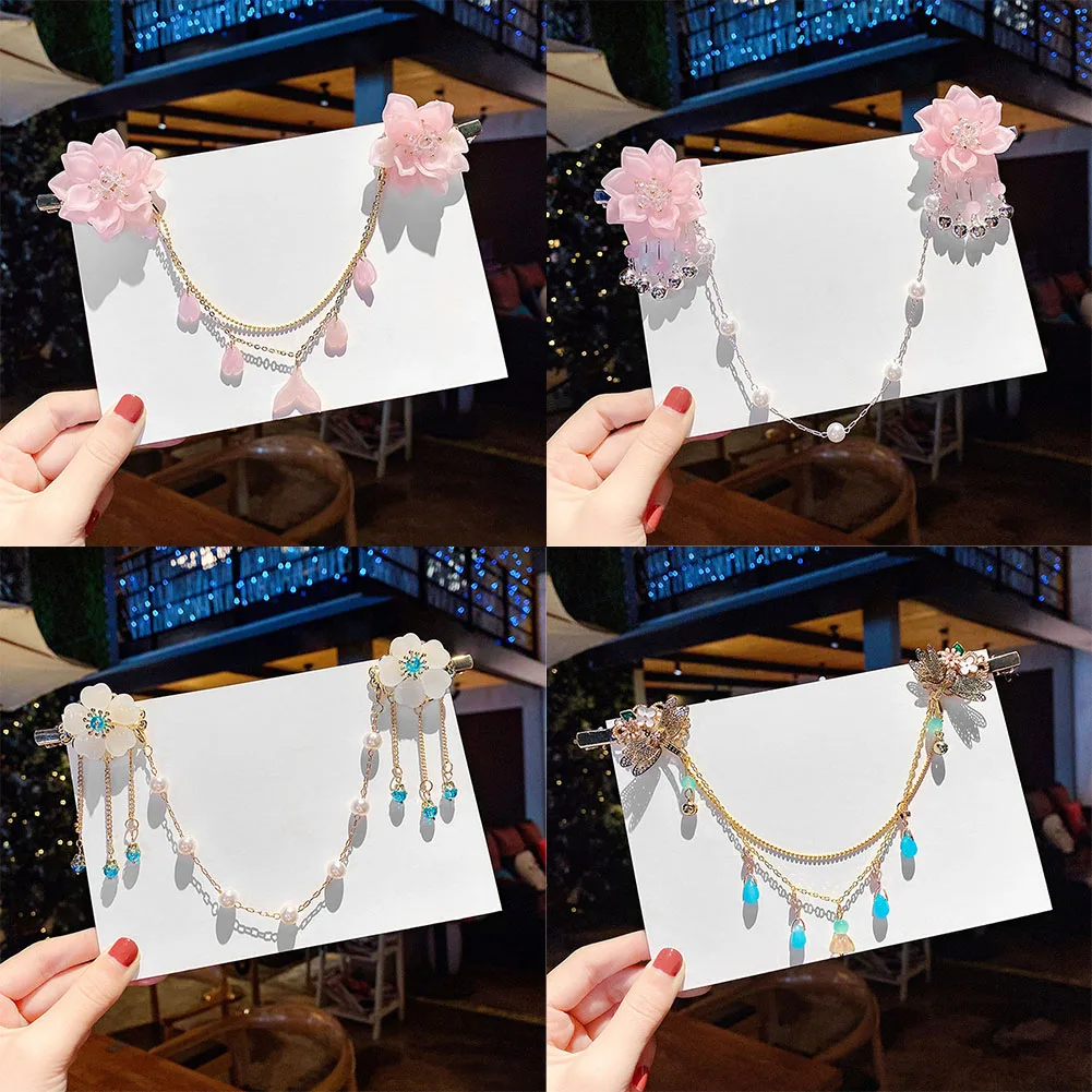 

Vintage Girls Forehead Chain Tassel Hairpins Hair Clips Kids Baby Hair Pins Chinese Hanfu Hairgrips Hair Ornaments Accessories