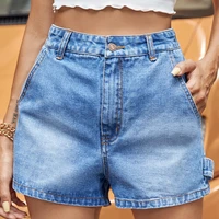 women fashion high waist shorts jeans vintage casual pocket solid short denim hotpants 2022 summer