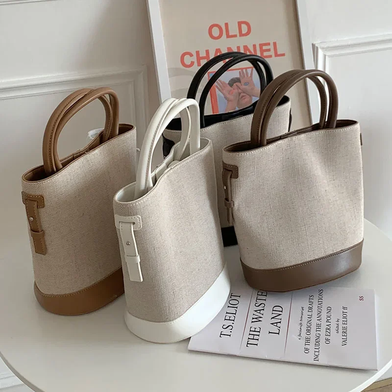 

Luxury Brand Large Capacity Handbag Women's 2023 Single Shoulder Crossbody Simple Leisure Canvas Bucket Bag
