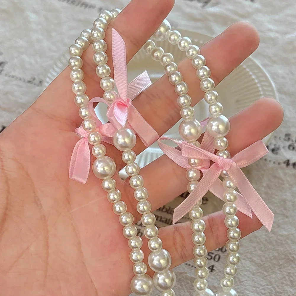 Цепочка через плечо с милым бантом и жемчугом для телефона анти-падение