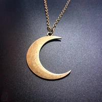 antique bronze large alloy moon shaped charms pendant necklace jewelry new hot moon necklace women fashion gifts