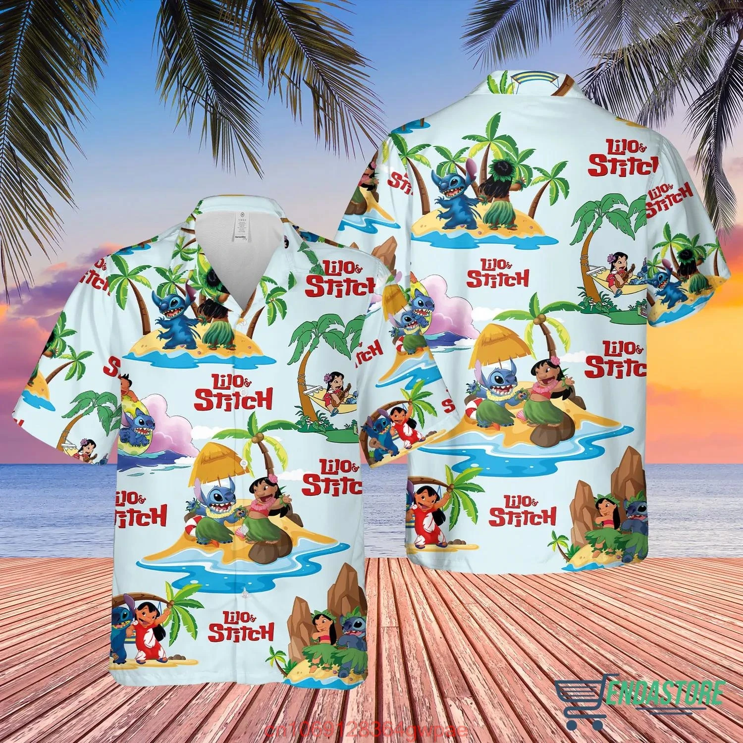 Гавайская рубашка для серфинга Lilo And Stitch Повседневная пляжная с коротким рукавом