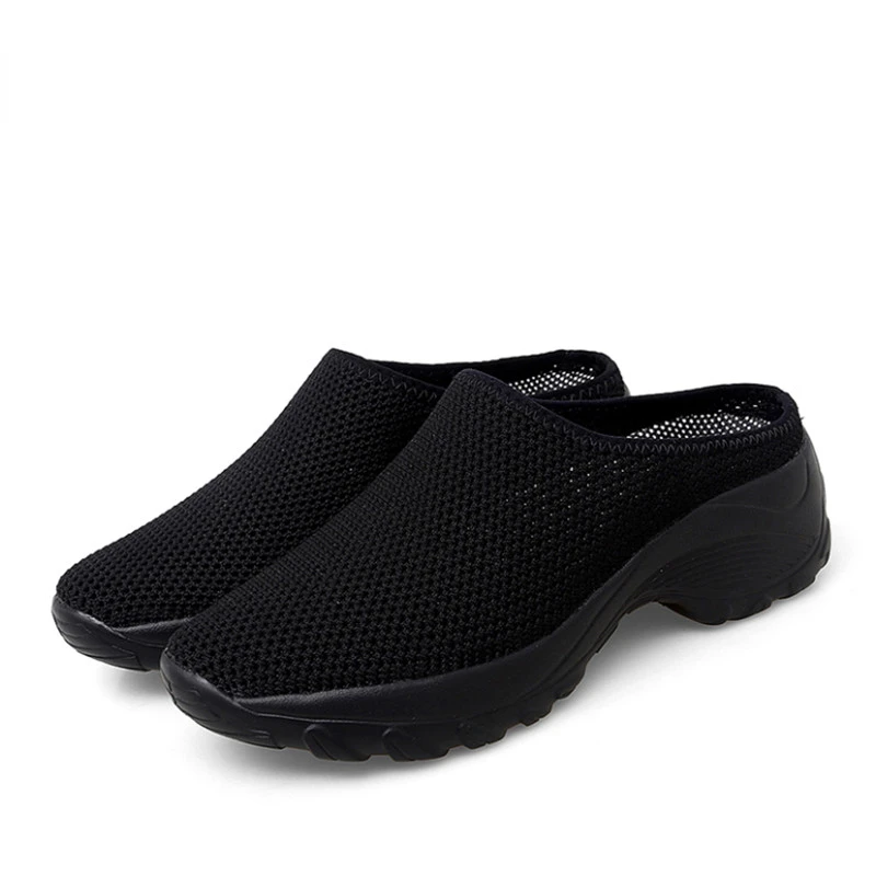 Women Slip-on Walking Shoes Mesh Upper Breathable Casual Slippers Bathroom Swimming Sandals Thick Bottom Away From The Ground