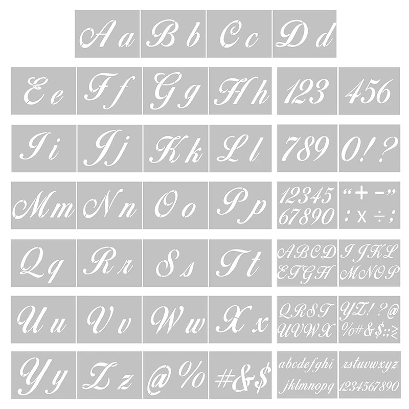 

40 Letter Stencils For Painting On Wood Alphabet Stencils For Art Drawing Reusable Plastic Letter Number Templates Set