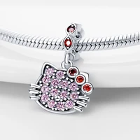 2022new style 925 cartoon kitten exquisite charm for 3mm womens bracelet diy jewelry hot plata charms of ley 925 silver