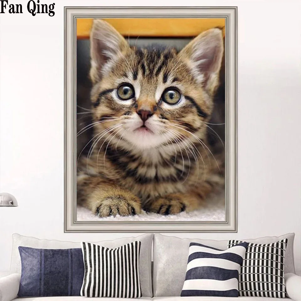 

5D DIY Diamond Painting Animal Cat Full Round Drill Diamond Embroidery Cute Pet Picture Cross Stitch Kits Home Decoration Gift