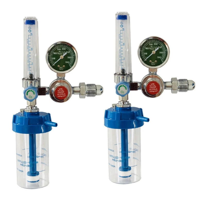 

2X Oxygen Pressure Reducing Valve Regulator G5/8 Flow Meter Absorber Buoy Type Inhalator Pressure Gauge For Inhalator