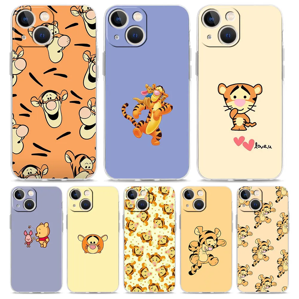 

Cute Tiger Cartoon Phone Case For iPhone 13 11 12 Pro Max X XR XS 7 8 Plus SE 2022 Transparent Soft Silicone Cover Fundas Coque