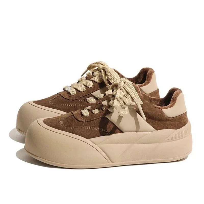 

Women Casual Suede Sport Shoes Platform Flats Sneakers Winter Running Shoes New 2024 Designer Cotton Botas Lace Up Zapatos Femme