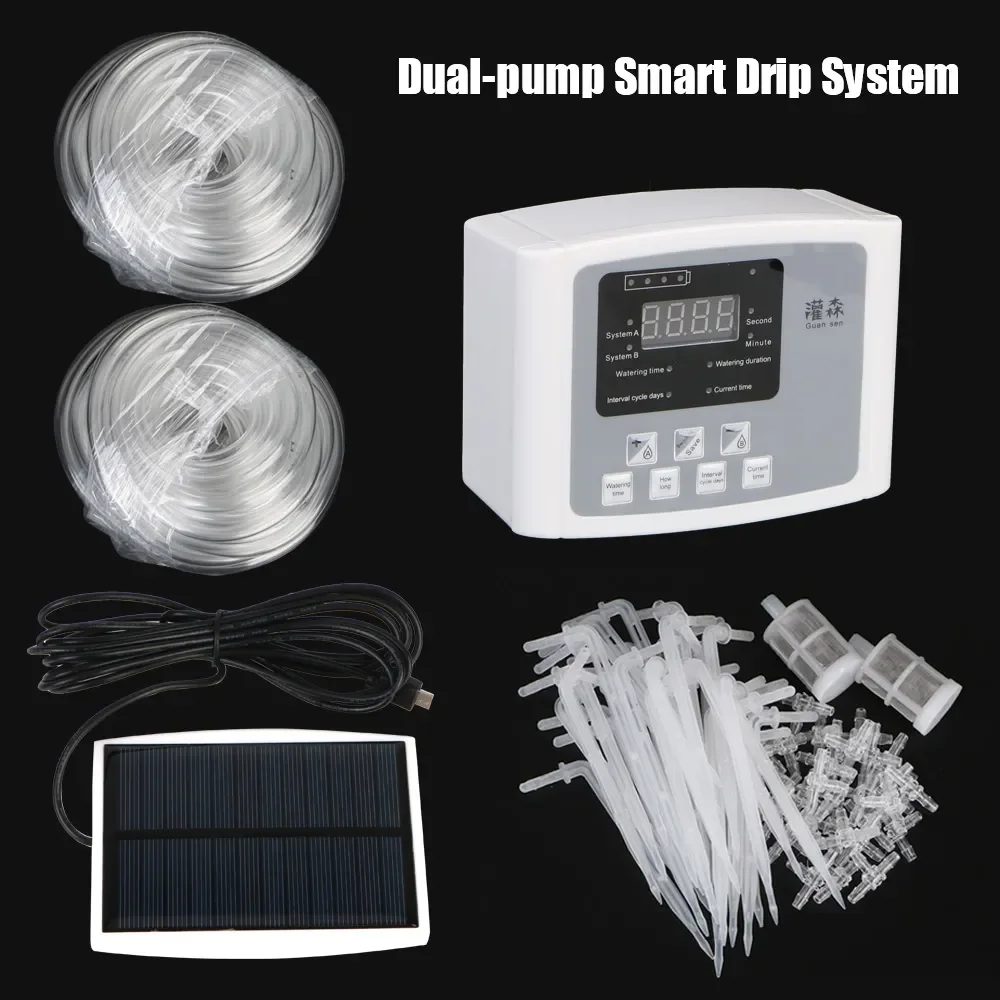 

Double Automatic Solar Irrigation Device Garden Timer System for Intelligent Watering Plants Controller.