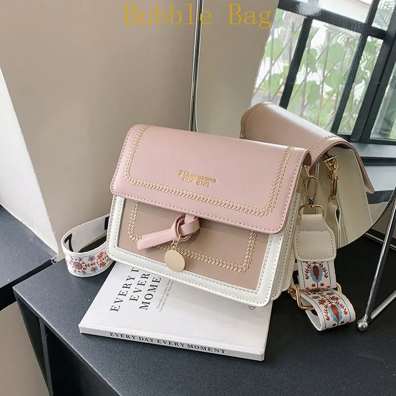 Korean bag 2023 summer tide new handbag small fresh contrast color shoulder bag small square letter crossbody bag
