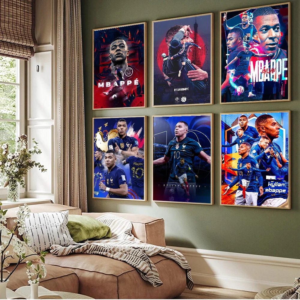 K-Kylian Football Star M-Mbappe плакат наклейка в стиле ретро и современный стиль белая бумага