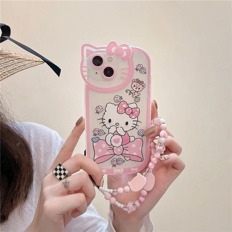 

Sanrio Hello Kitty Cute Cartoon Creative Lens Phone Cases For IPhone 13 12 11 Pro Max XR XS MAX X Y2kGirl Shockproof Soft Shell