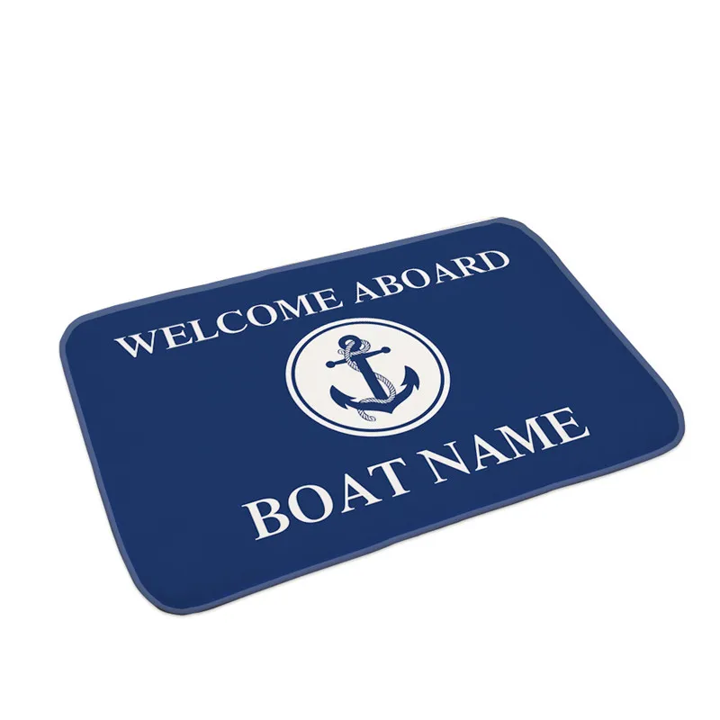 

Синий напольный коврик с буквами океана, кухни, якорь, лодка, Декор, дверные коврики для гостиной, противоскользящие замшевые коврики для ванной комнаты