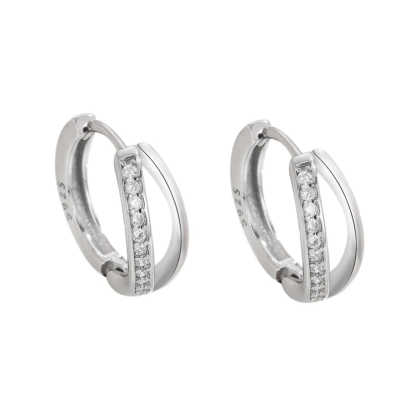 

S925 Sterling silver light luxury flash diamond geometric earrings simple personality stud women's jewelry